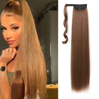 36 inčni nastavci za konjski rep Duga ravna omotana kopča u sintetičkoj kosi Crna frizura otporna na toplinu Svakodnevna uporaba Poni rep