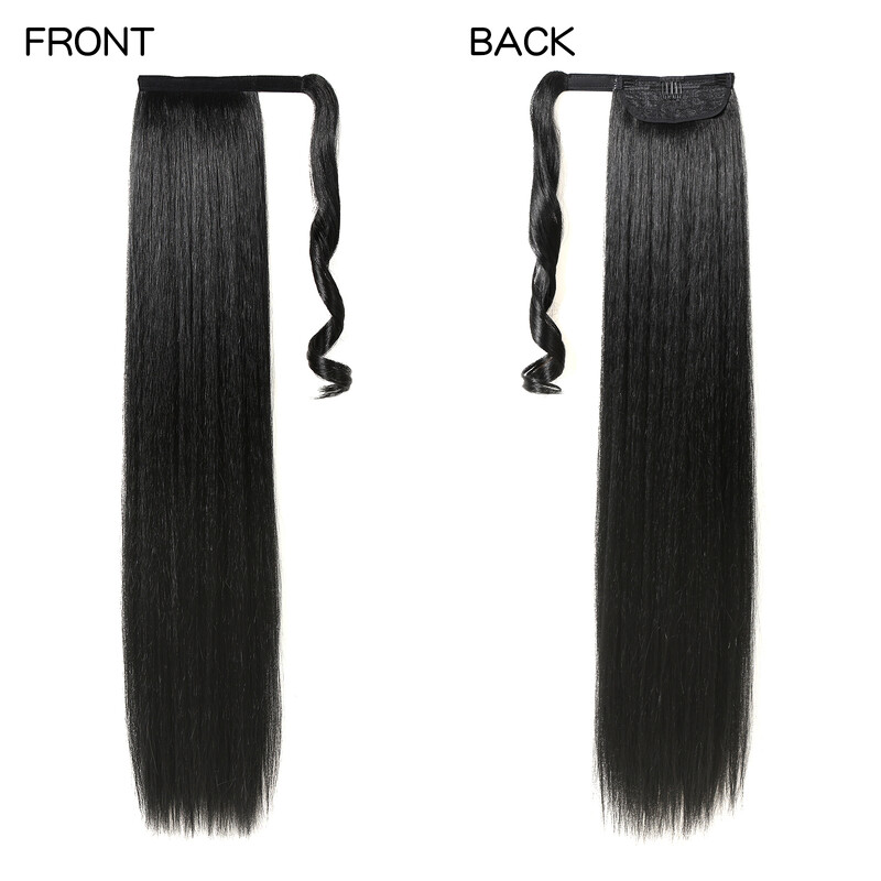 36 inčni nastavci za konjski rep Duga ravna omotana kopča u sintetičkoj kosi Crna frizura otporna na toplinu Svakodnevna uporaba Poni rep