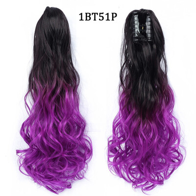 22 colių uodegos priauginimo segtukas ant uodegos sintetiniai priauginami plaukai moterims, juodi