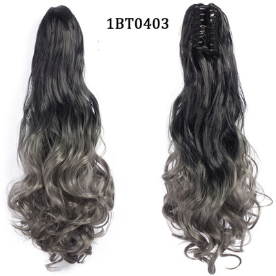 22 colių uodegos priauginimo segtukas ant uodegos sintetiniai priauginami plaukai moterims, juodi