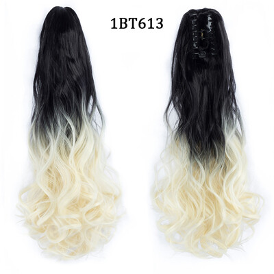 22 colių uodegos priauginimo segtukas ant uodegos sintetiniai priauginami plaukai moterims, juodi