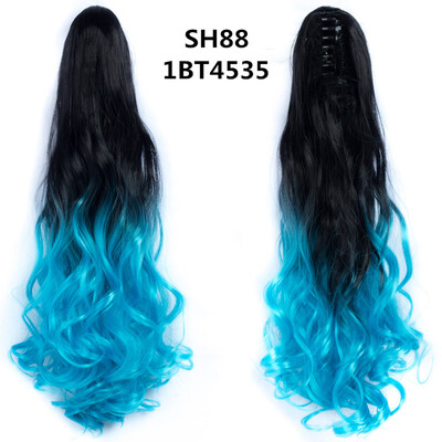 22 colių uodegos priauginimo segtukas ant uodegos sintetiniai priauginami plaukai moterims, juodi