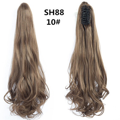 22 colių uodegos priauginimo segtukas ant uodegos sintetiniai priauginami plaukai moterims, juodi