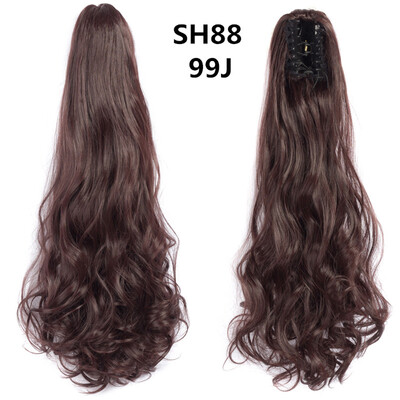 22 colių uodegos priauginimo segtukas ant uodegos sintetiniai priauginami plaukai moterims, juodi