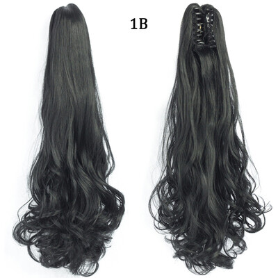 22 colių uodegos priauginimo segtukas ant uodegos sintetiniai priauginami plaukai moterims, juodi