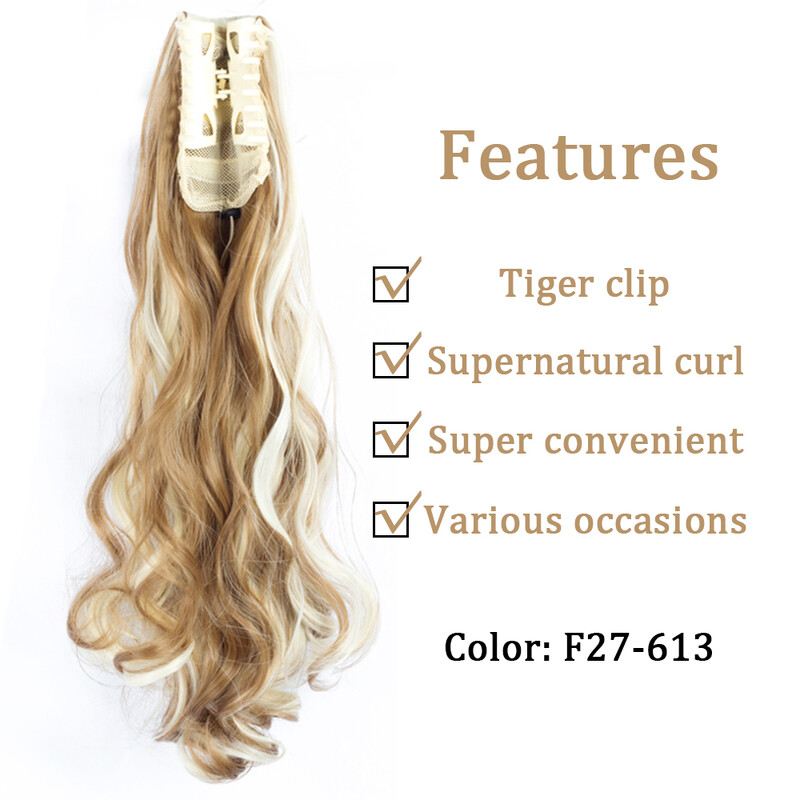 22 colių uodegos priauginimo segtukas ant uodegos sintetiniai priauginami plaukai moterims, juodi