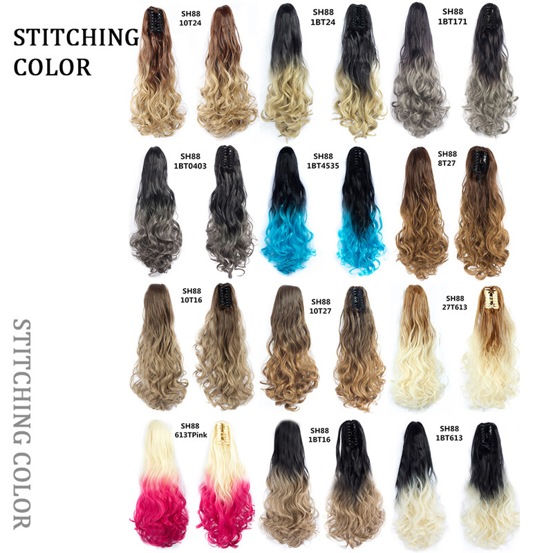 22 colių uodegos priauginimo segtukas ant uodegos sintetiniai priauginami plaukai moterims, juodi