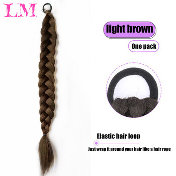 LM Synthetic Braided Ponytail Extensions Μαύρο φυσικό χτένισμα Long Pony Tail με δέσιμο μαλλιών Λαστιχένια ζώνη Ξανθά μαλλιά για γυναίκες