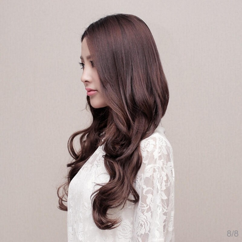 Garbanoti sintetiniai plaukai Tamsiai rudi perukai priauginami plauku uzuolaidos trumpi plaukai ilgi plaukai priauginti modeliuoti perukai pleistrai