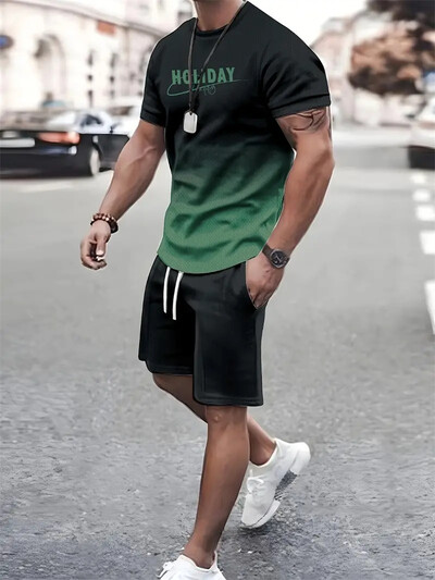 Novo ljetno ulično muško odijelo 2024. Sportska odjeća Muška prevelika odjeća 3D print T-shirt kratke hlače Muška jednostavna odjeća Modno odijelo