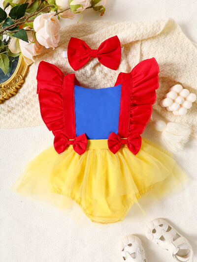 Baby Summer Street Fashion Collide Color Girl Мрежеста пола от една част