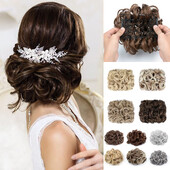 Netvarkingi plaukai Garbanotos kuodelės Chignon plauku pieštukas Prailginimai Scrunchie Updo Hair Pieces Sintetinės šukos su netvarkinga plaukų juostele moterims