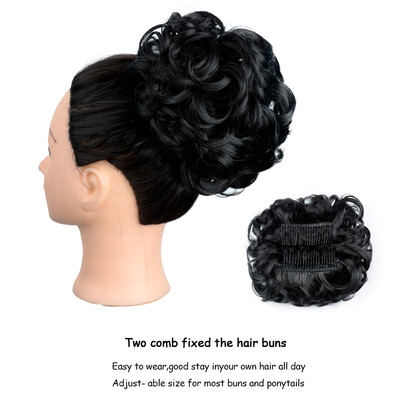 Netvarkingi plaukai Garbanotos kuodelės Chignon plauku pieštukas Prailginimai Scrunchie Updo Hair Pieces Sintetinės šukos su netvarkinga plaukų juostele moterims