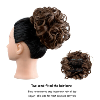 Păr dezordonat Cocuri ondulate Chignon Extensii de păr Scrunchie Updo Piese de păr Piepteni sintetici în Coc dezordonat Piesă de păr pentru femei