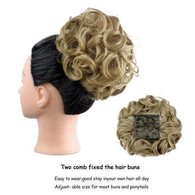 Netvarkingi plaukai Garbanotos kuodelės Chignon plauku pieštukas Prailginimai Scrunchie Updo Hair Pieces Sintetinės šukos su netvarkinga plaukų juostele moterims