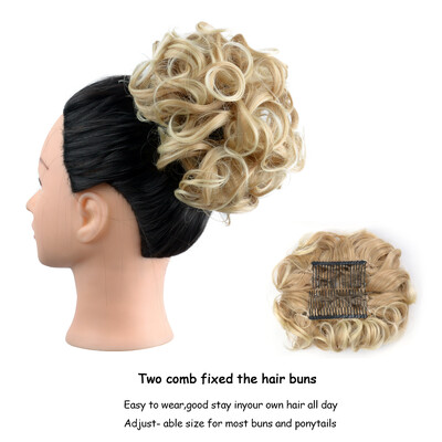 Netvarkingi plaukai Garbanotos kuodelės Chignon plauku pieštukas Prailginimai Scrunchie Updo Hair Pieces Sintetinės šukos su netvarkinga plaukų juostele moterims