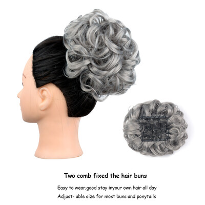 Netvarkingi plaukai Garbanotos kuodelės Chignon plauku pieštukas Prailginimai Scrunchie Updo Hair Pieces Sintetinės šukos su netvarkinga plaukų juostele moterims