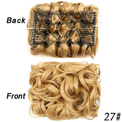 Netvarkingi plaukai Garbanotos kuodelės Chignon plauku pieštukas Prailginimai Scrunchie Updo Hair Pieces Sintetinės šukos su netvarkinga plaukų juostele moterims