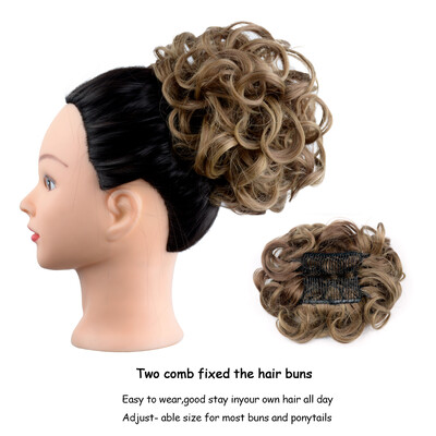 Netvarkingi plaukai Garbanotos kuodelės Chignon plauku pieštukas Prailginimai Scrunchie Updo Hair Pieces Sintetinės šukos su netvarkinga plaukų juostele moterims