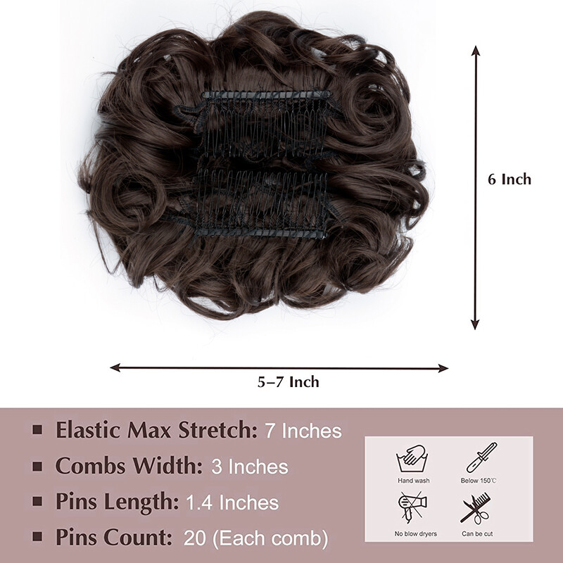 Netvarkingi plaukai Garbanotos kuodelės Chignon plauku pieštukas Prailginimai Scrunchie Updo Hair Pieces Sintetinės šukos su netvarkinga plaukų juostele moterims