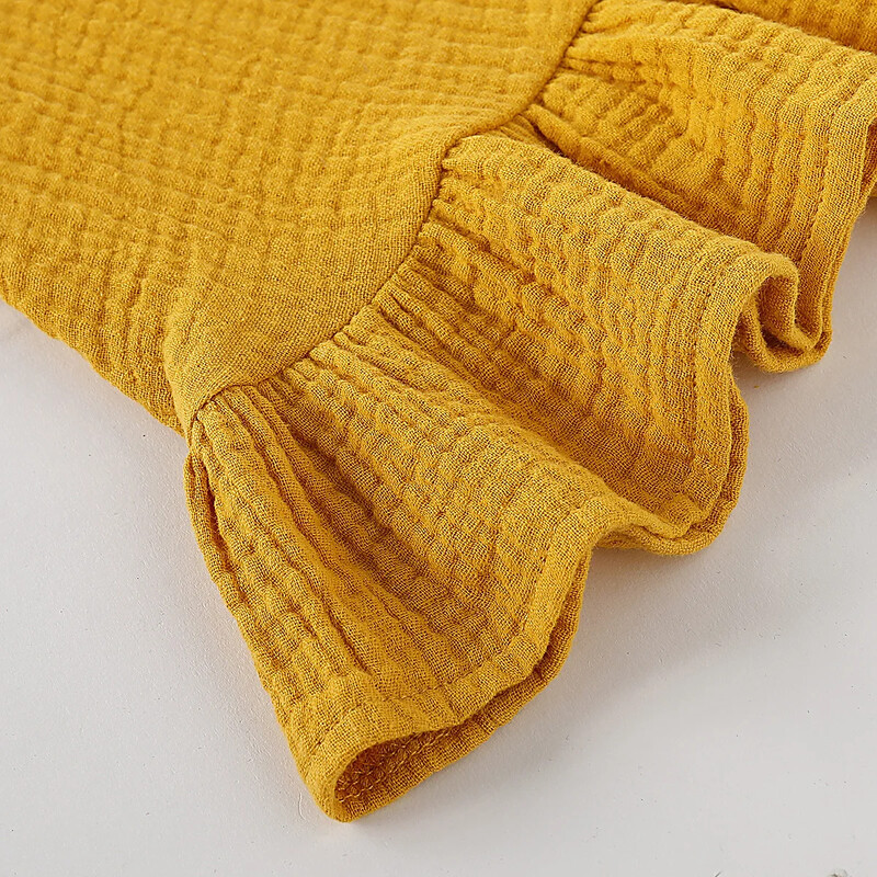 Suvine beebikleit väikelapse kleit Musliin puuvillane varrukateta volangidega kleidid