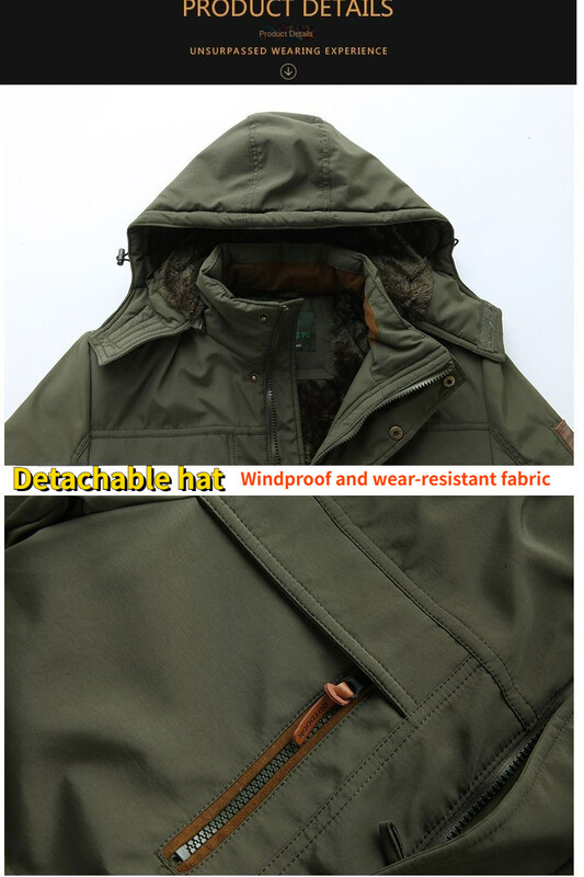 Ανδρικό χειμερινό Parka με πολλές τσέπες Παχύ παλτό με επένδυση fleece, ανθεκτικό στο κρύο με επένδυση τζάκετ υπαίθριου κάμπινγκ Αφαιρούμενο καπάκι ζεστό ανδρικό παλτό
