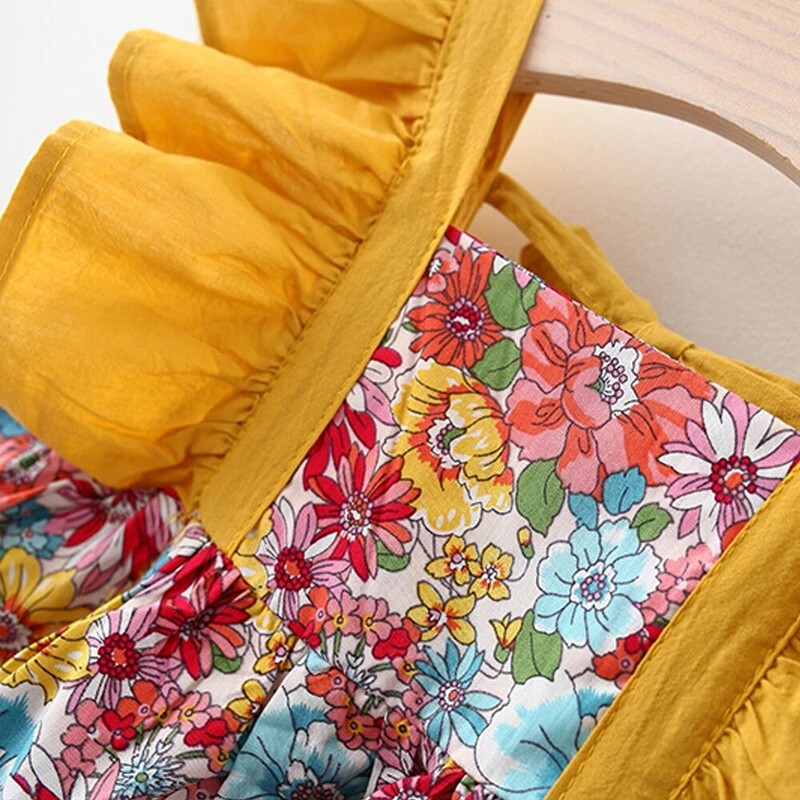 Ljetna haljina za novorođenčad s naramenicama za djevojčice Dječja haljina za princezu bez rukava s fragmentiranim cvijetom za novorođenče 0-3 godine dolazi sa šeširom