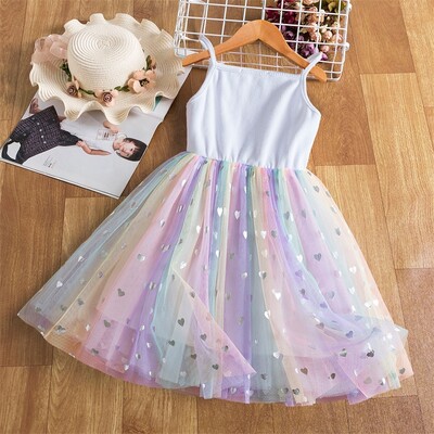 Рокля на принцеса за момичета за малки деца Детски слинг рокли без ръкави от тюл Летни нови бебешки парти за рожден ден Vestido Сладки ежедневни дрехи