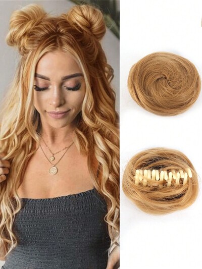 Aosiwig sünteetiline lokkis kukk räpane Chignon elastne riba juuksekummik juuksepael sõõrik kummist võltsjuukse küünis klamber hobusesaba naistele