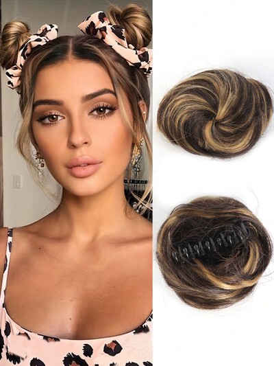 Aosiwig sünteetiline lokkis kukk räpane Chignon elastne riba juuksekummik juuksepael sõõrik kummist võltsjuukse küünis klamber hobusesaba naistele