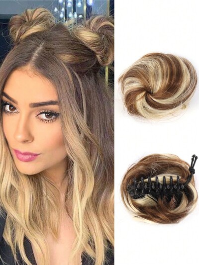 Aosiwig sünteetiline lokkis kukk räpane Chignon elastne riba juuksekummik juuksepael sõõrik kummist võltsjuukse küünis klamber hobusesaba naistele