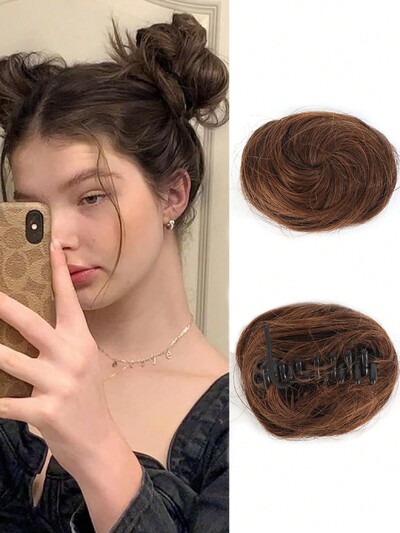 Aosiwig sünteetiline lokkis kukk räpane Chignon elastne riba juuksekummik juuksepael sõõrik kummist võltsjuukse küünis klamber hobusesaba naistele