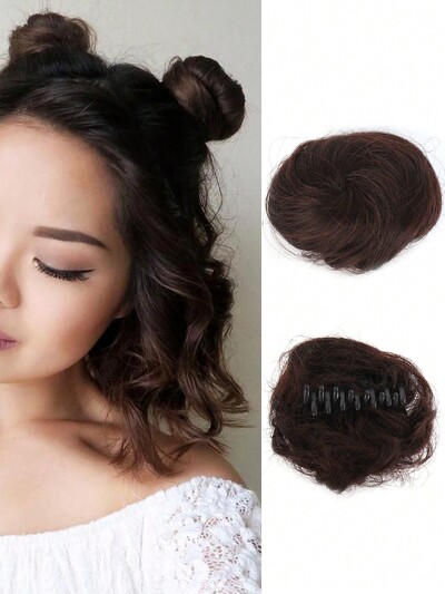 Aosiwig sünteetiline lokkis kukk räpane Chignon elastne riba juuksekummik juuksepael sõõrik kummist võltsjuukse küünis klamber hobusesaba naistele