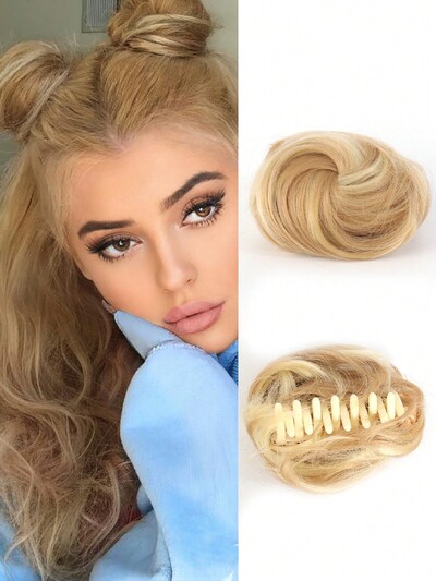 Aosiwig sünteetiline lokkis kukk räpane Chignon elastne riba juuksekummik juuksepael sõõrik kummist võltsjuukse küünis klamber hobusesaba naistele