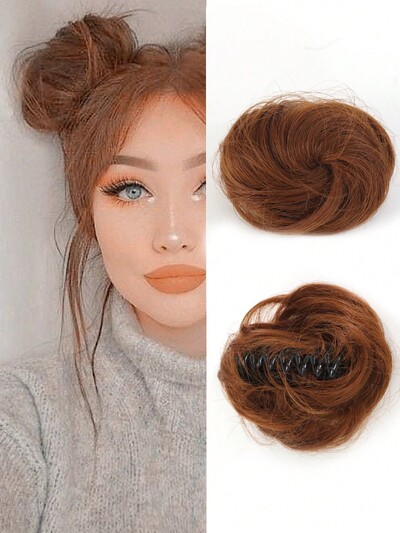 Aosiwig sünteetiline lokkis kukk räpane Chignon elastne riba juuksekummik juuksepael sõõrik kummist võltsjuukse küünis klamber hobusesaba naistele