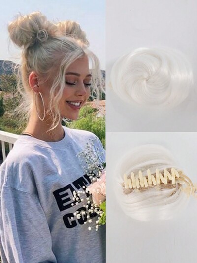 Aosiwig sünteetiline lokkis kukk räpane Chignon elastne riba juuksekummik juuksepael sõõrik kummist võltsjuukse küünis klamber hobusesaba naistele