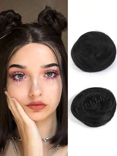 Aosiwig sünteetiline lokkis kukk räpane Chignon elastne riba juuksekummik juuksepael sõõrik kummist võltsjuukse küünis klamber hobusesaba naistele