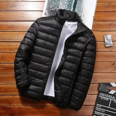 Φθινοπωρινό/χειμώνα Ελαφρύ βαμβακερό παλτό Ανδρικό κοντό γιακά με κουκούλα με κουκούλα για μεσήλικες