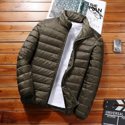 Φθινοπωρινό/χειμώνα Ελαφρύ βαμβακερό παλτό Ανδρικό κοντό γιακά με κουκούλα με κουκούλα για μεσήλικες