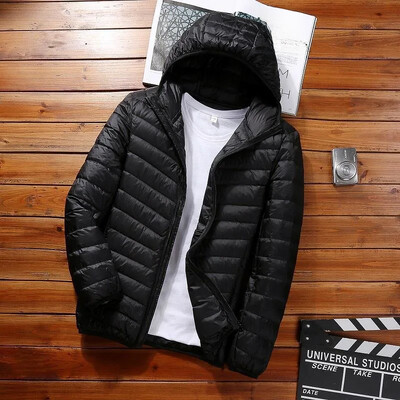 Φθινοπωρινό/χειμώνα Ελαφρύ βαμβακερό παλτό Ανδρικό κοντό γιακά με κουκούλα με κουκούλα για μεσήλικες