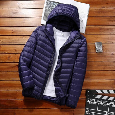 Φθινοπωρινό/χειμώνα Ελαφρύ βαμβακερό παλτό Ανδρικό κοντό γιακά με κουκούλα με κουκούλα για μεσήλικες