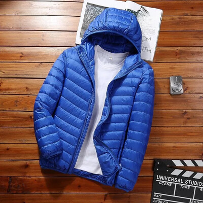 Φθινοπωρινό/χειμώνα Ελαφρύ βαμβακερό παλτό Ανδρικό κοντό γιακά με κουκούλα με κουκούλα για μεσήλικες