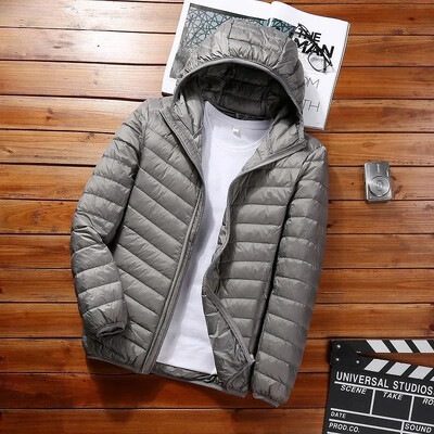 Φθινοπωρινό/χειμώνα Ελαφρύ βαμβακερό παλτό Ανδρικό κοντό γιακά με κουκούλα με κουκούλα για μεσήλικες