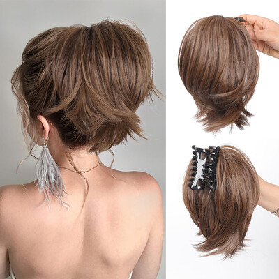 Разхвърлян кок Парче за коса Claw Clip in Hair Bunds Прическа за жени Права къса висока конска опашка Разрошена коса за момичета