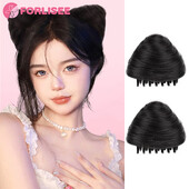 FORLISEE Synthetic Cat Ear Ball Wig Hair Ring Sweet Cool Spicy Girl Grab Clip Contract Lazy Man Hair Plate Magic Tool