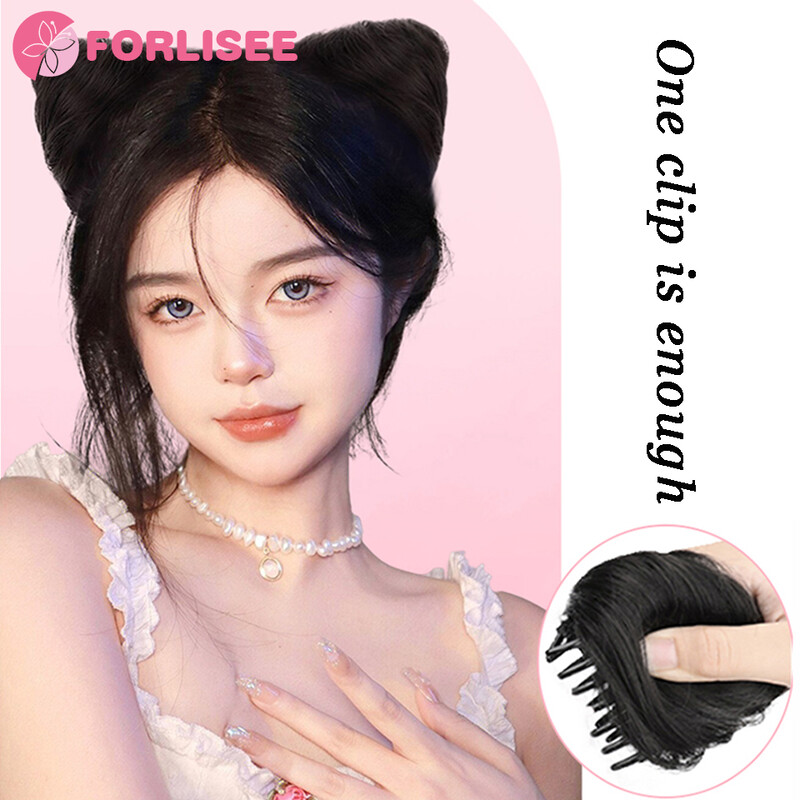 FORLISEE sünteetiline kassi kõrva kuulpea parukas juukserõngas magus lahe vürtsikas tüdruku haaramisklamber Leping laiska mehe juukseplaadi võluriist