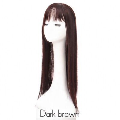 Συνθετικό κάλυμμα για γυναίκες 60 εκ. Ίσιο Φυσικό χρώμα μαλλιών Εξτένσιον μαλλιών Κομψά κτυπήματα κρόσια Cilp-on μαλλιά Κάλυμμα κεφαλιού