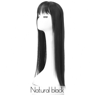 Συνθετικό κάλυμμα για γυναίκες 60 εκ. Ίσιο Φυσικό χρώμα μαλλιών Εξτένσιον μαλλιών Κομψά κτυπήματα κρόσια Cilp-on μαλλιά Κάλυμμα κεφαλιού