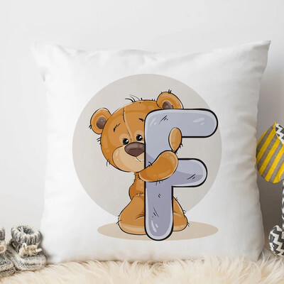 Χαριτωμένο Κάλυμμα Μαξιλαριού Ζώου κινουμένων σχεδίων για Παιδικό Δωμάτιο Watercolor AP Αγγλικό γράμμα εκτύπωσης Μαξιλαροθήκη Μαλακή μαξιλαροθήκη 45x45cm