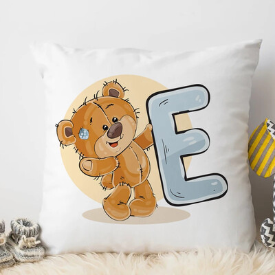 Χαριτωμένο Κάλυμμα Μαξιλαριού Ζώου κινουμένων σχεδίων για Παιδικό Δωμάτιο Watercolor AP Αγγλικό γράμμα εκτύπωσης Μαξιλαροθήκη Μαλακή μαξιλαροθήκη 45x45cm